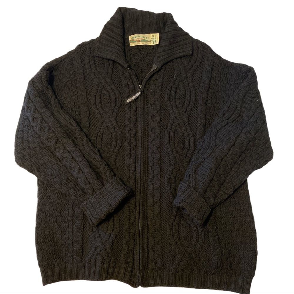 Aran Craft black Merino wool sweater XL